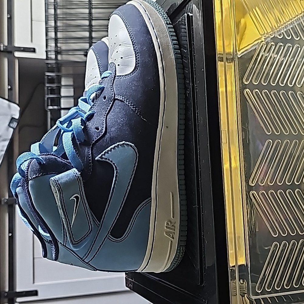 Nike Airforce One Blue Navy Suede High Top Sneakers Size 10